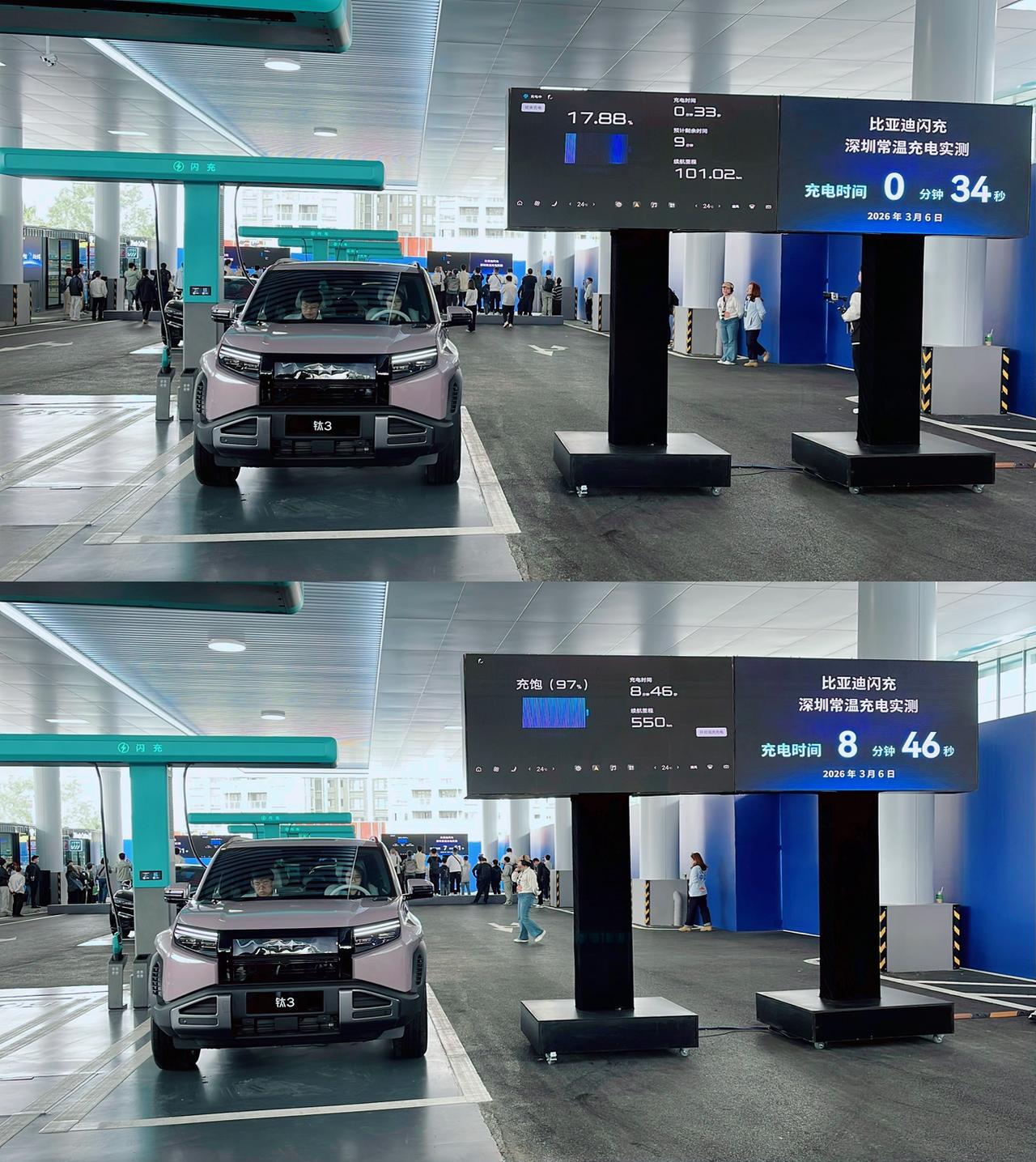 现场直击！比亚迪闪充实测震撼全场🔥
亲临实测现场，亲眼见证新能源充电天花板！硬