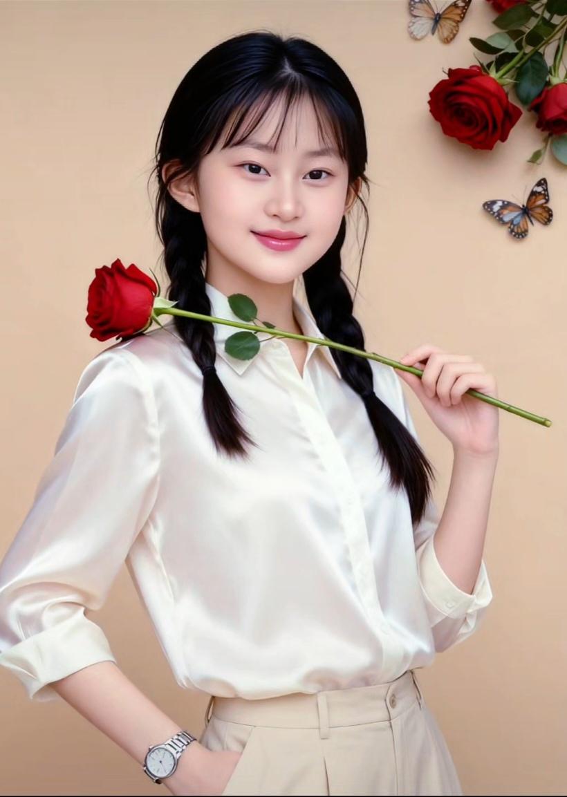 少女与玫瑰的甜美邂逅🌹💕
