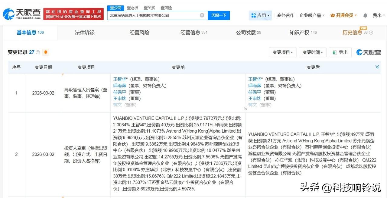 【美团旗下龙珠基金等入股深纳普思 后者为AI可穿戴设备研发商】
天眼查工商信息显
