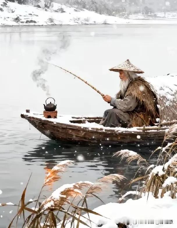 蓑衣裹雪钓清寒
茶沸松风小火团
一竿划破琉璃界
愿者上钩好过年