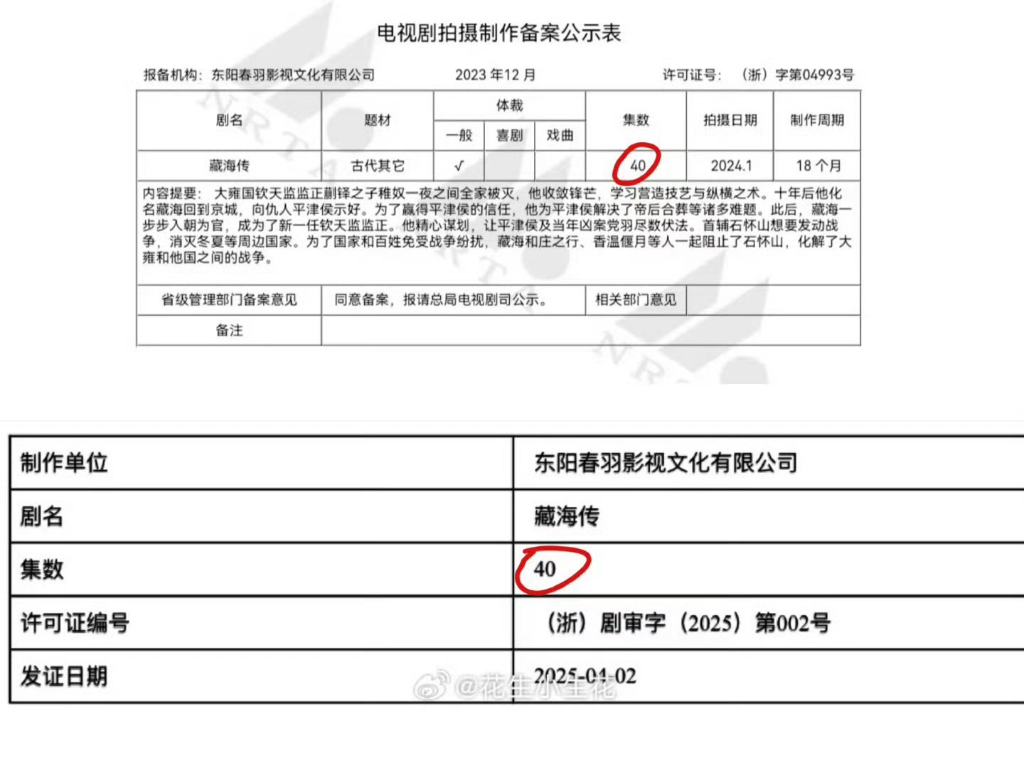 藏海传40集《藏海传》今日过审下证，这是要来了吧！激动，哇哇哇！权谋大剧，已经期