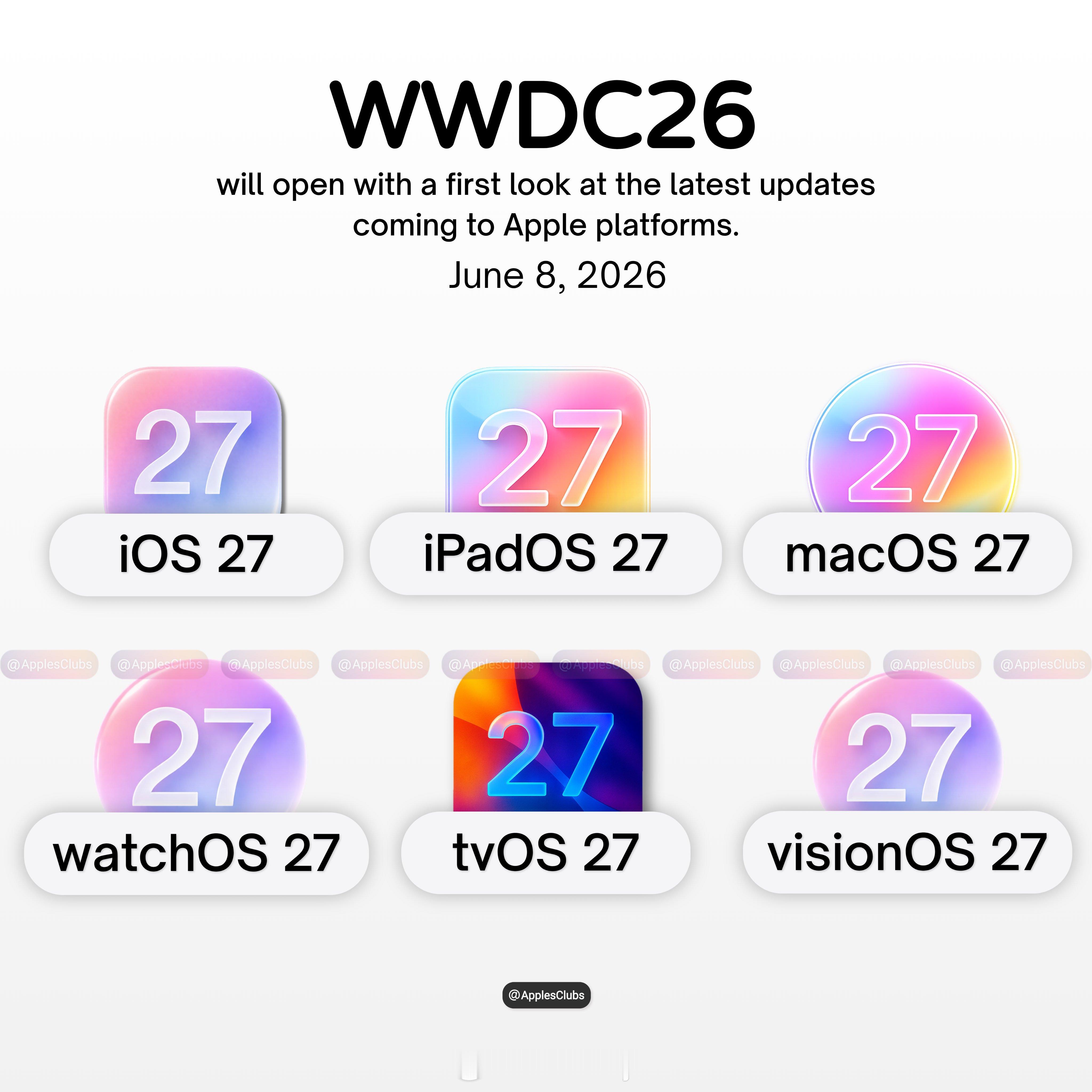 6月9号凌晨1点蹲苹果年度OS盛会WWDC26 Apple 全球开发者大会6
