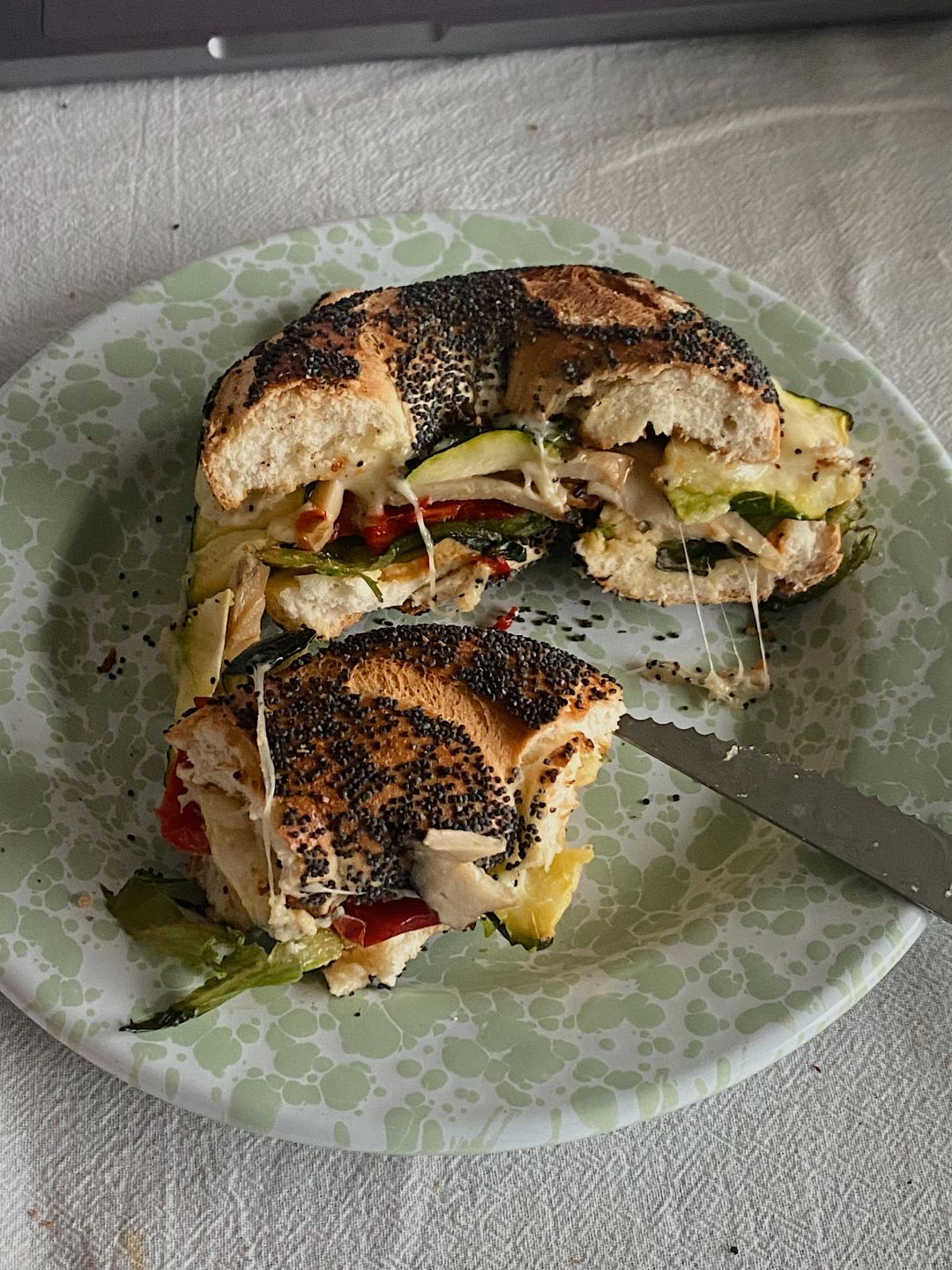 芝士蔬菜poppyseed bagel