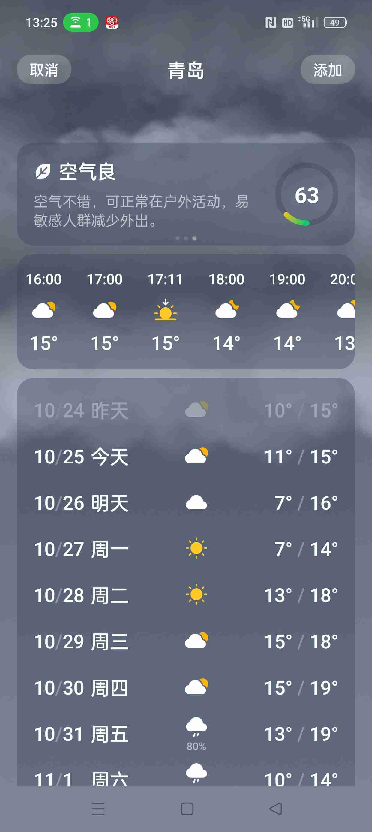 我的今日状态：😁轻松愉快
我这里的天气：🌤️多云