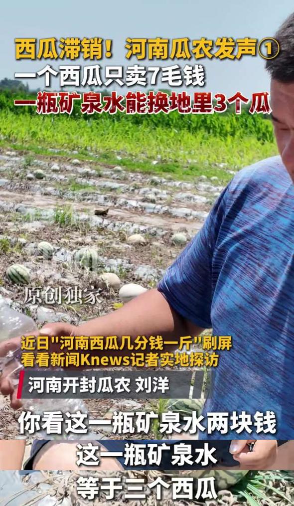 这个夏天，西瓜成了最割裂的存在。短视频里，瓜农蹲在地头抹眼泪，成片尾瓜几分钱一斤