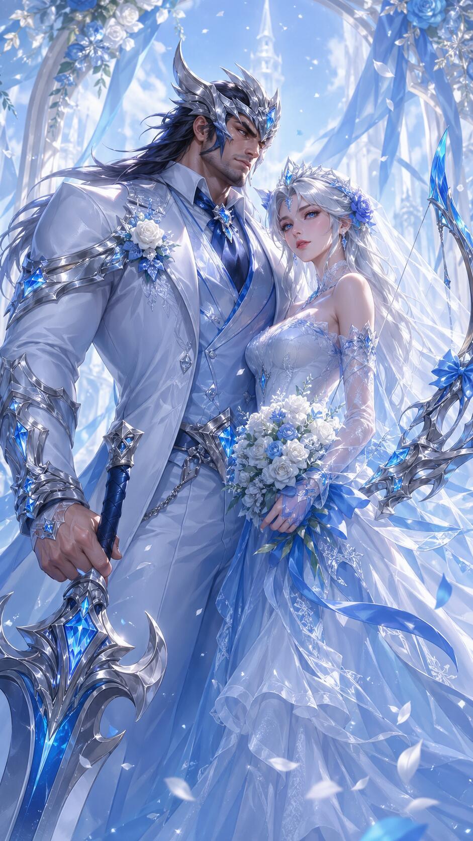 ChatGPT最新image2生成的LOL情侣水晶玫瑰皮肤海报英雄联盟