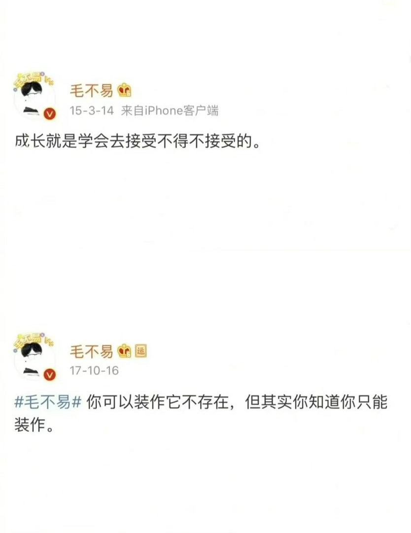 毛不易的微博好自愈真的是要允许有些人有安静的青春毛不易淡淡地说出触动人心的话毛不
