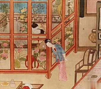 画手创作古代夏季闺阁题材的绝好参考资料～纱橱。纱窗上好像还有十二月花。 ​​​