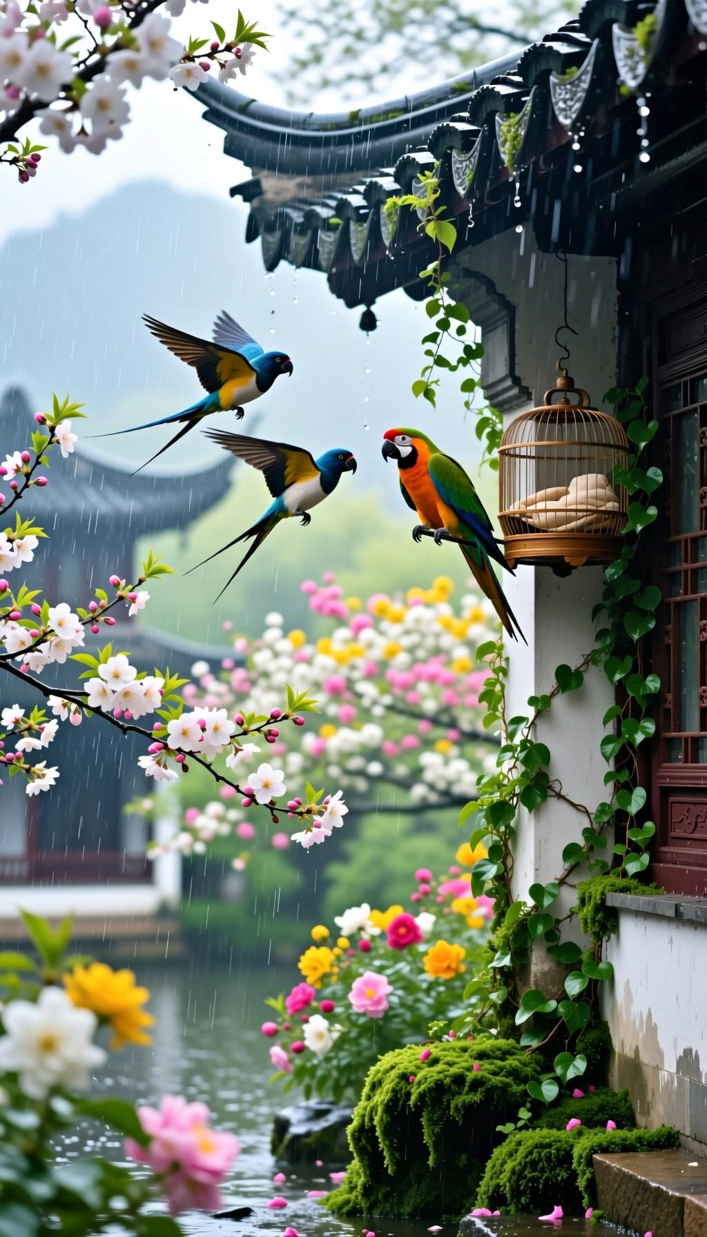 徐铉《春分日》（五代）
 
原文
仲春初四日，春色正中分。
绿野徘徊月，晴天断续