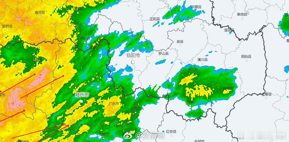 【短临预报】5月2日7:20，我市西部上游地区有对流云团发展，中心强度45dBZ