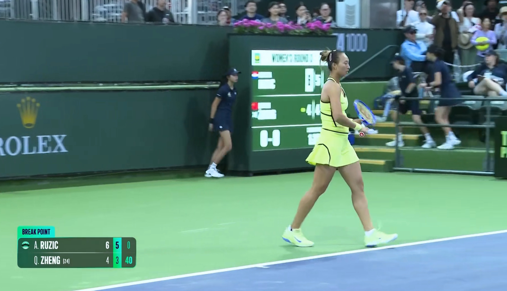 郑钦文vs鲁季奇 郑钦文破掉鲁季奇的发球胜赛局💪🏻印第安维尔斯1000赛