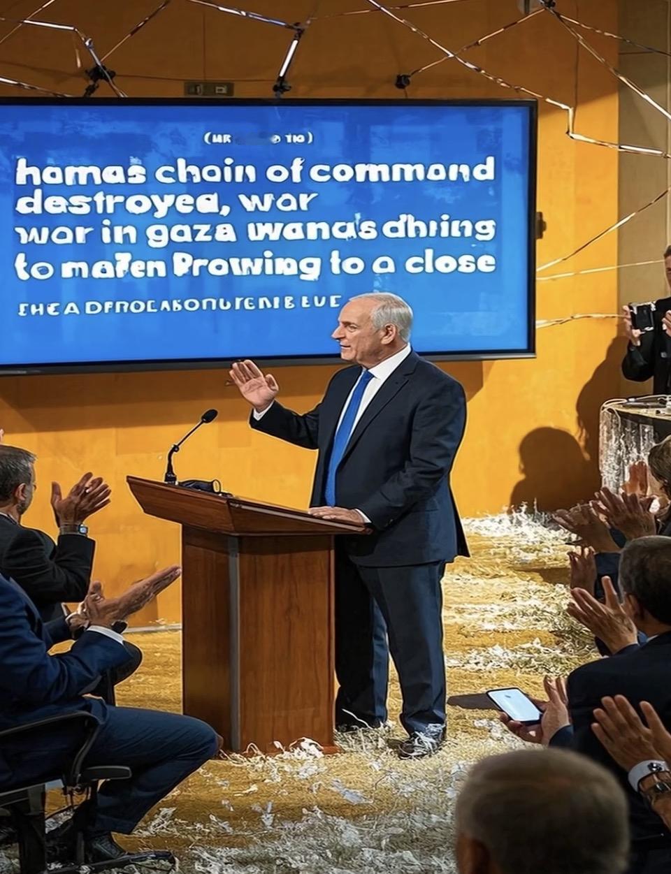 国际会议现场，世界领袖齐聚一堂，共商和平大计。