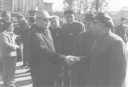 1984年11月，在成都双流机场迎接李先念到成都军区视察工作。右一为王诚汉，右二
