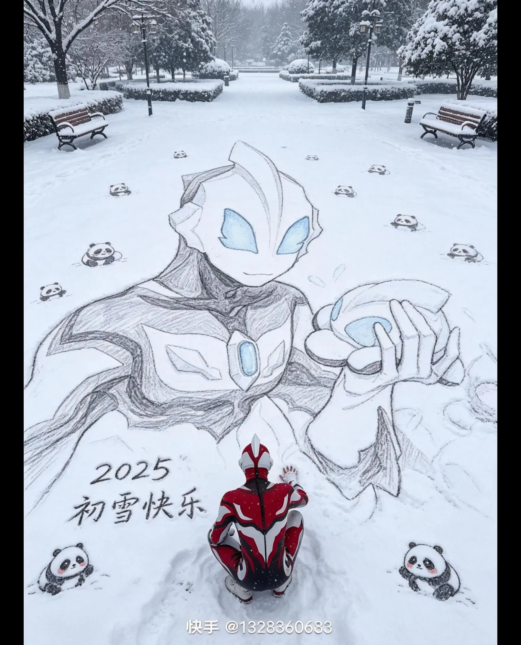 捷德奥特曼 雪绘素描互动效果