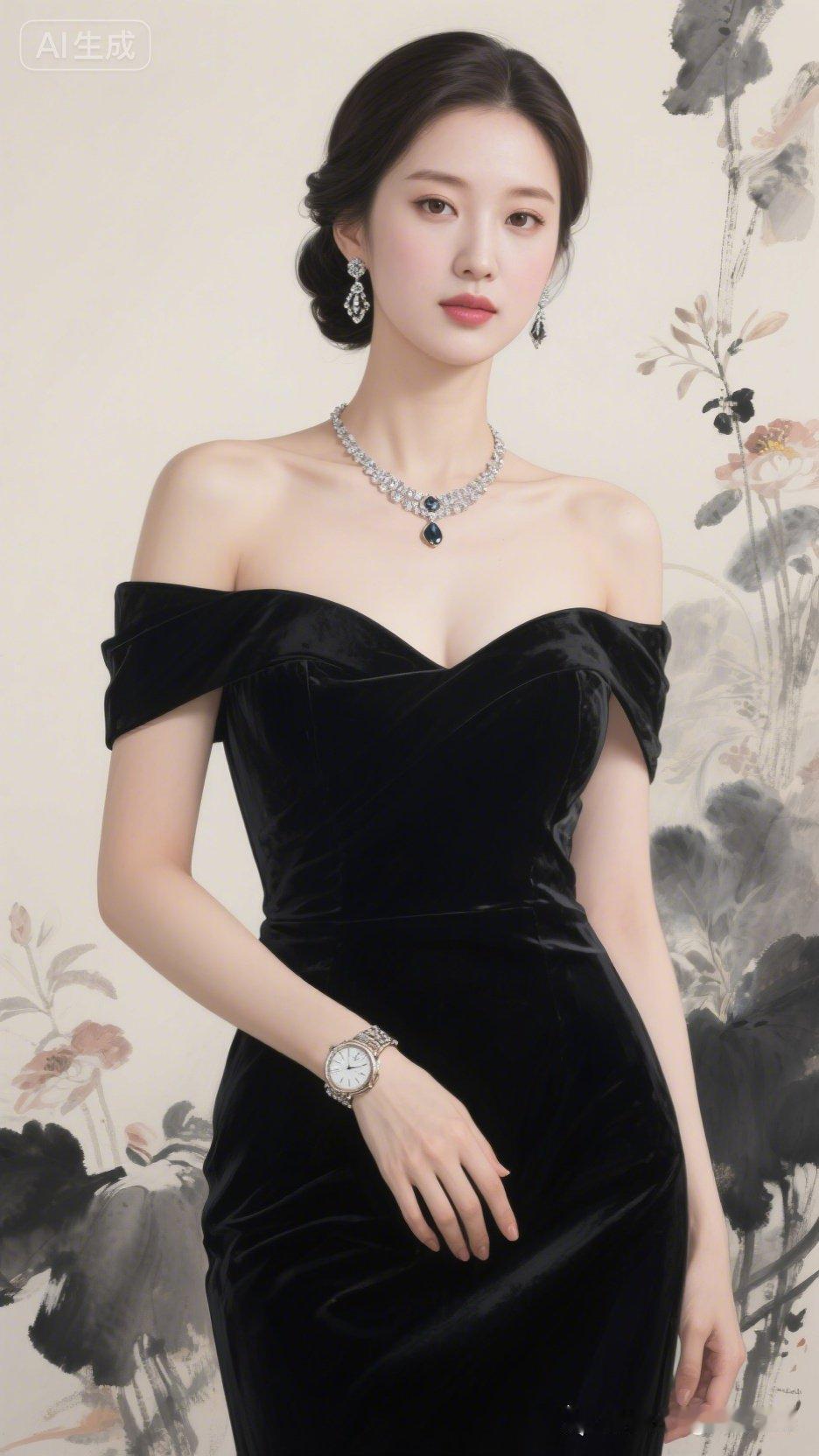 优雅黑裙，闪耀珠宝，尽显东方韵味！