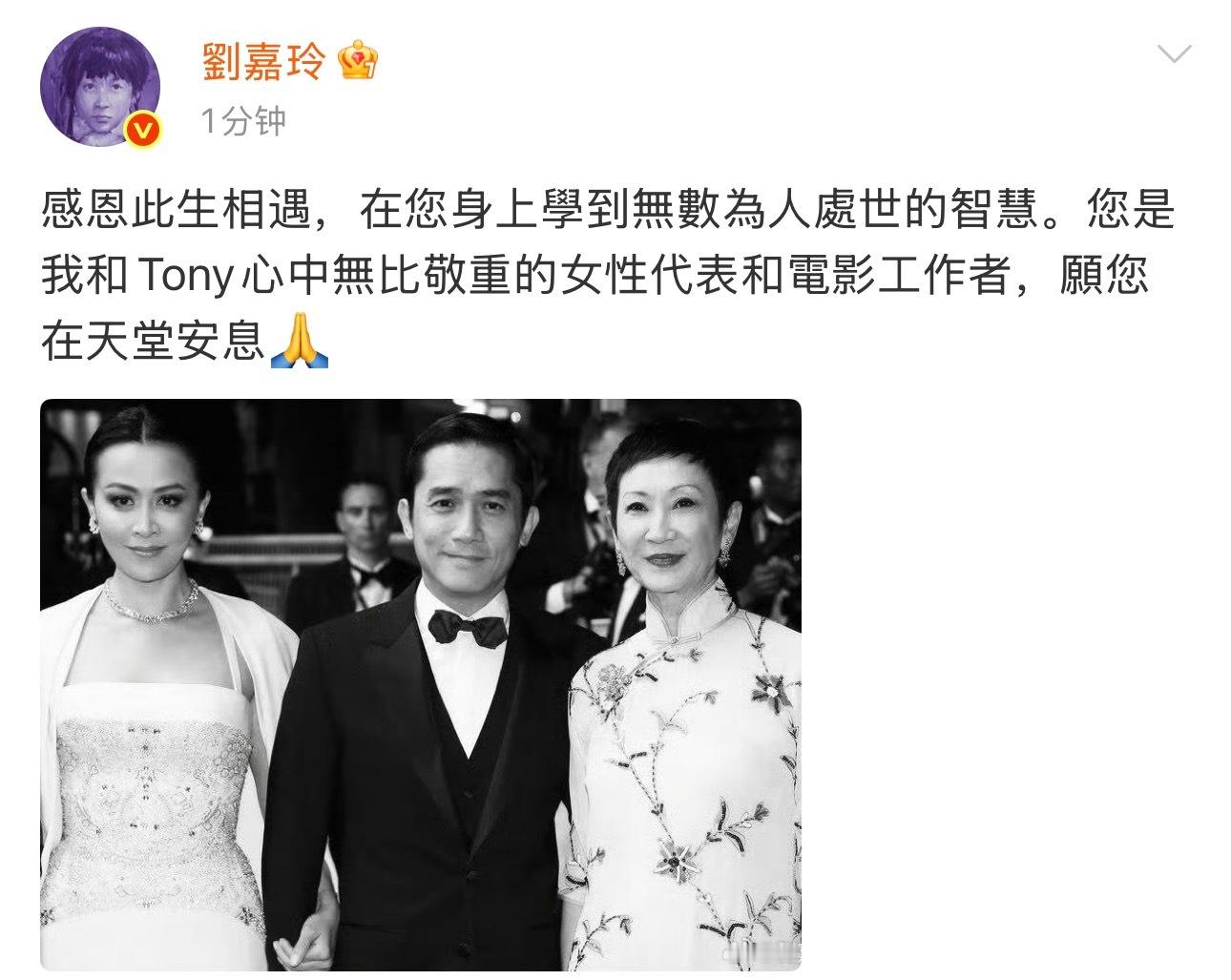 刘嘉玲悼念施南生感恩相遇🥹刘嘉玲悼念施南生