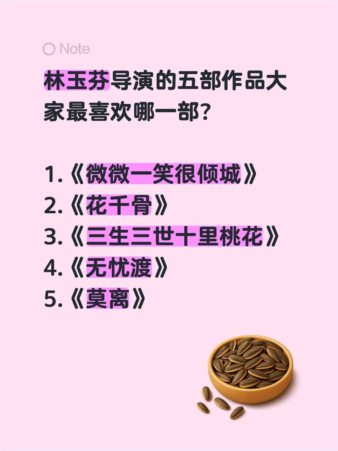 林玉芬导演的五部作品大家最喜欢哪一部？

1.《微微一笑很倾城》
2.《花千骨》