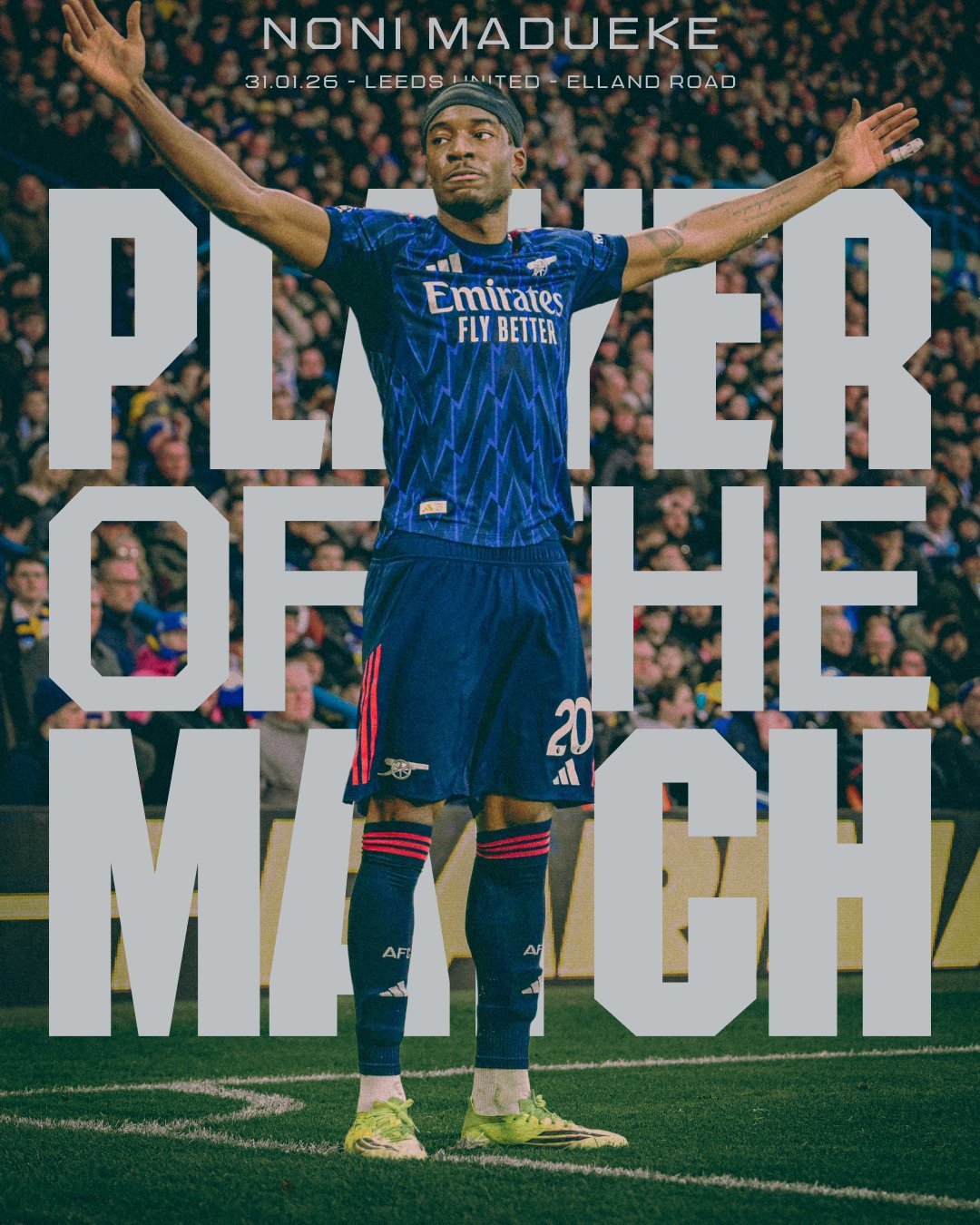 阿森纳官方：马杜埃凯被评为利兹联vs阿森纳 的最佳球员(1球1助攻)英超联赛 马