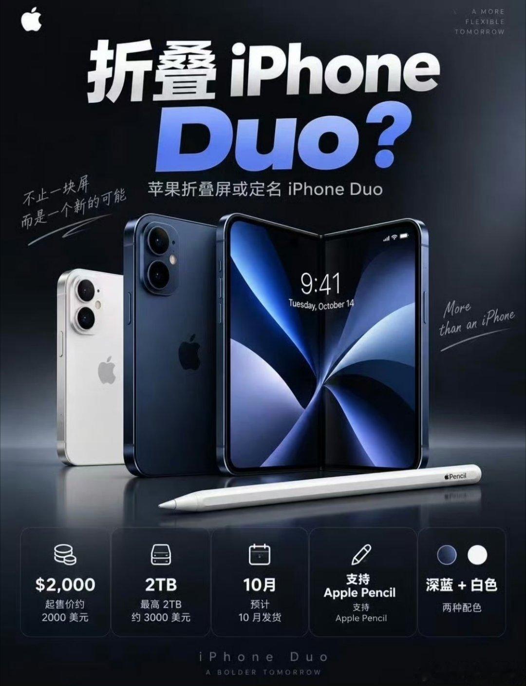 iPhone Duo首款折叠屏叫iPhone Duo！为做轻薄直接砍掉Face 
