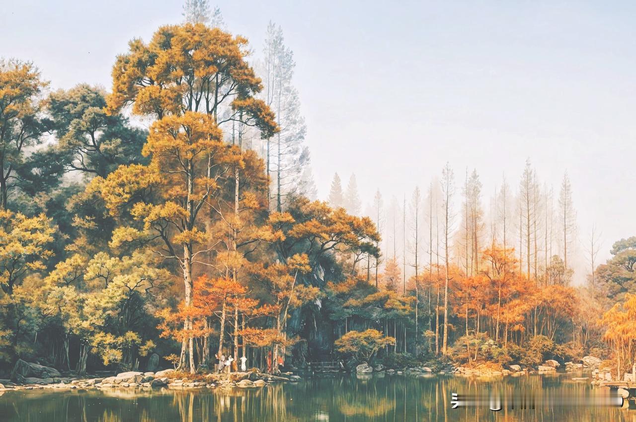 秋天公园里的风景真美啊！一进公园，就能看到金黄的银杏叶，像一把把小扇子挂满枝头，