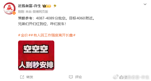 4087空单入场，抵达4068，呈现190兄弟们开门红吃下！本周第一枪好兆头，魔