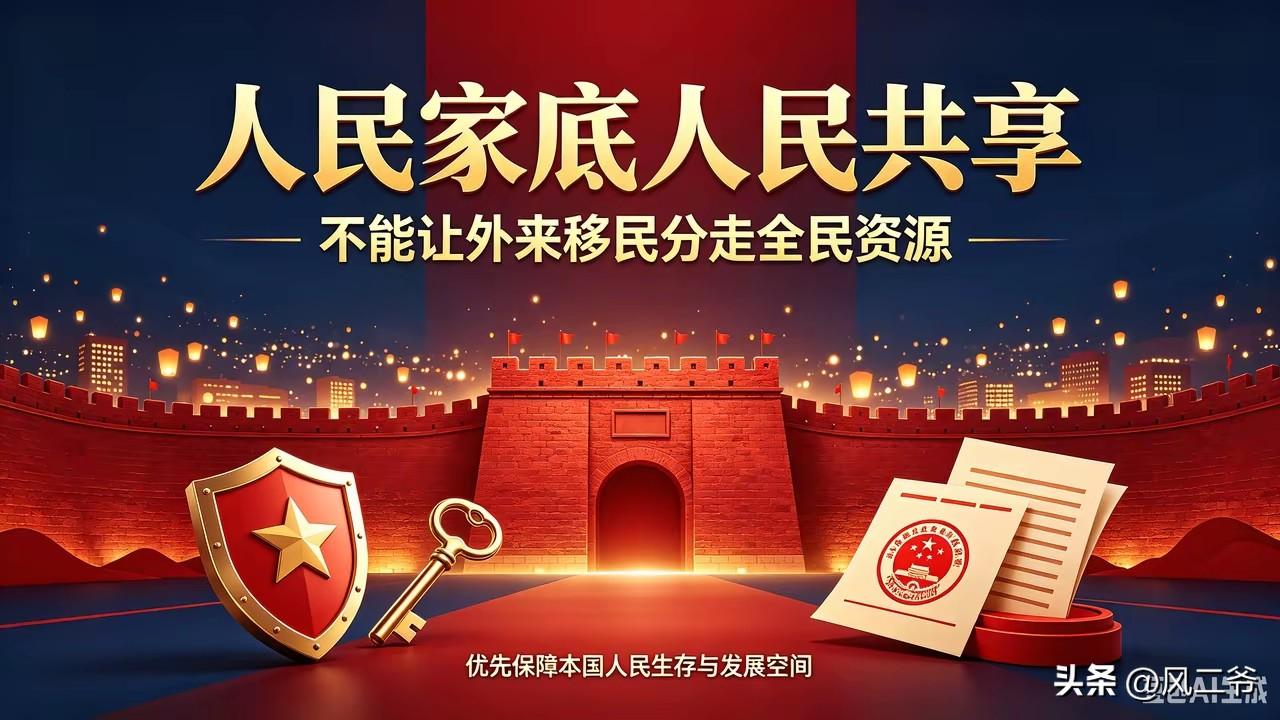 人民家底人民享，从今以后，严格控制外国人入境和移民，实行谁签字谁兜底的原则，只有