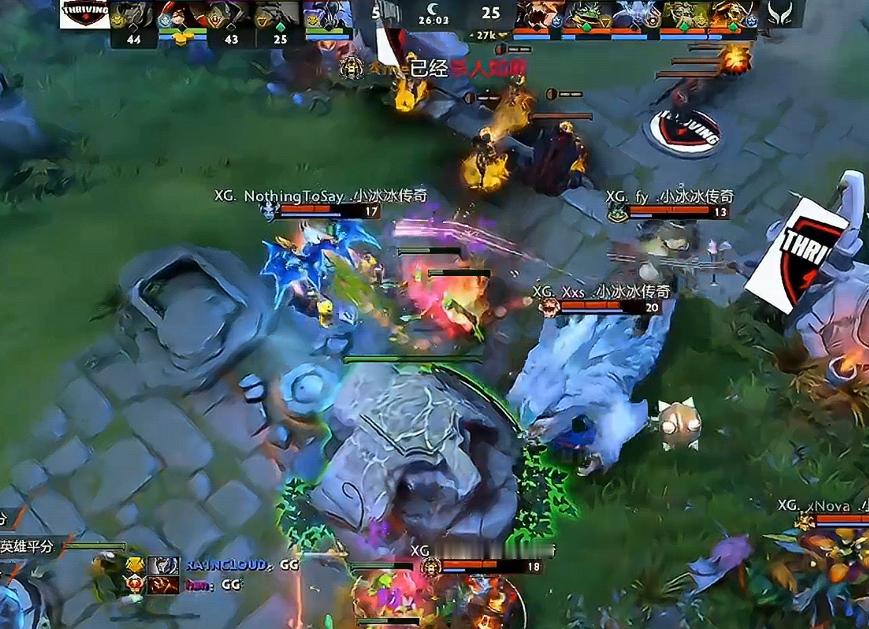 XG26分钟碾压速通han所在的Thriving晋级胜者组下一轮，X哥的獸打国内