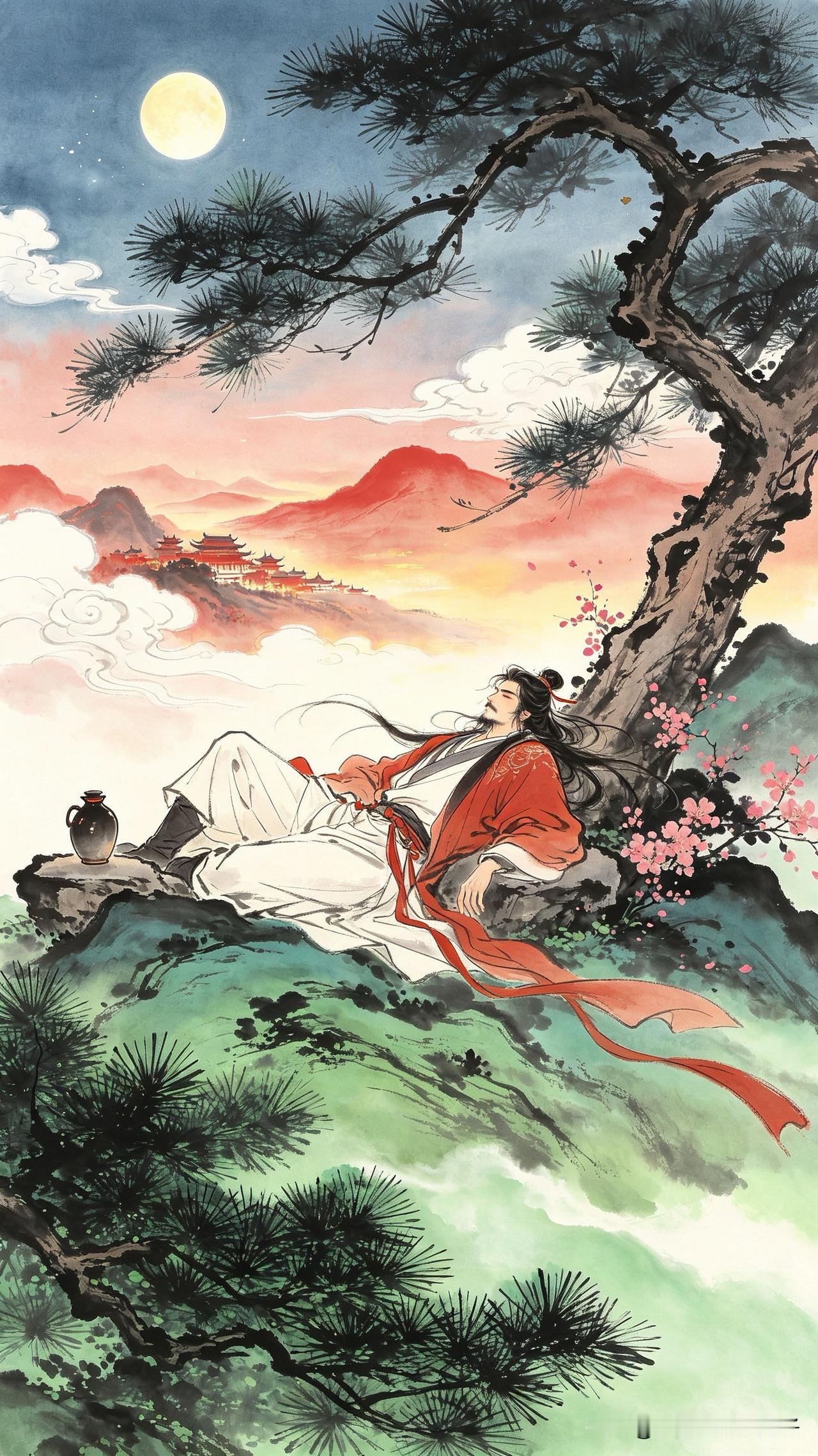 浮生半寄水云乡，
笑骂由人醉亦狂。
懒向红尘争俗利，
      
…………请师
