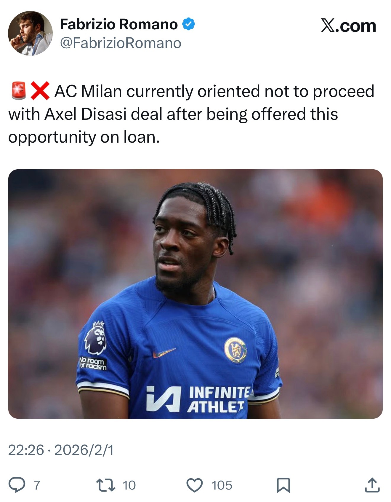 迪萨西去不成AC米兰了 