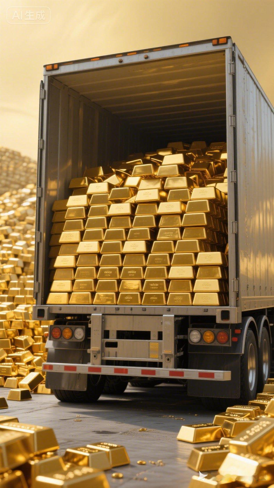 满载黄金的卡车，闪闪发光！
