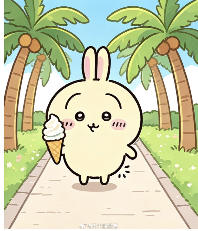 动漫吉伊卡哇灵感共创夏日企画乌萨奇的夏天，这也太惬意了。图片由ai生成 