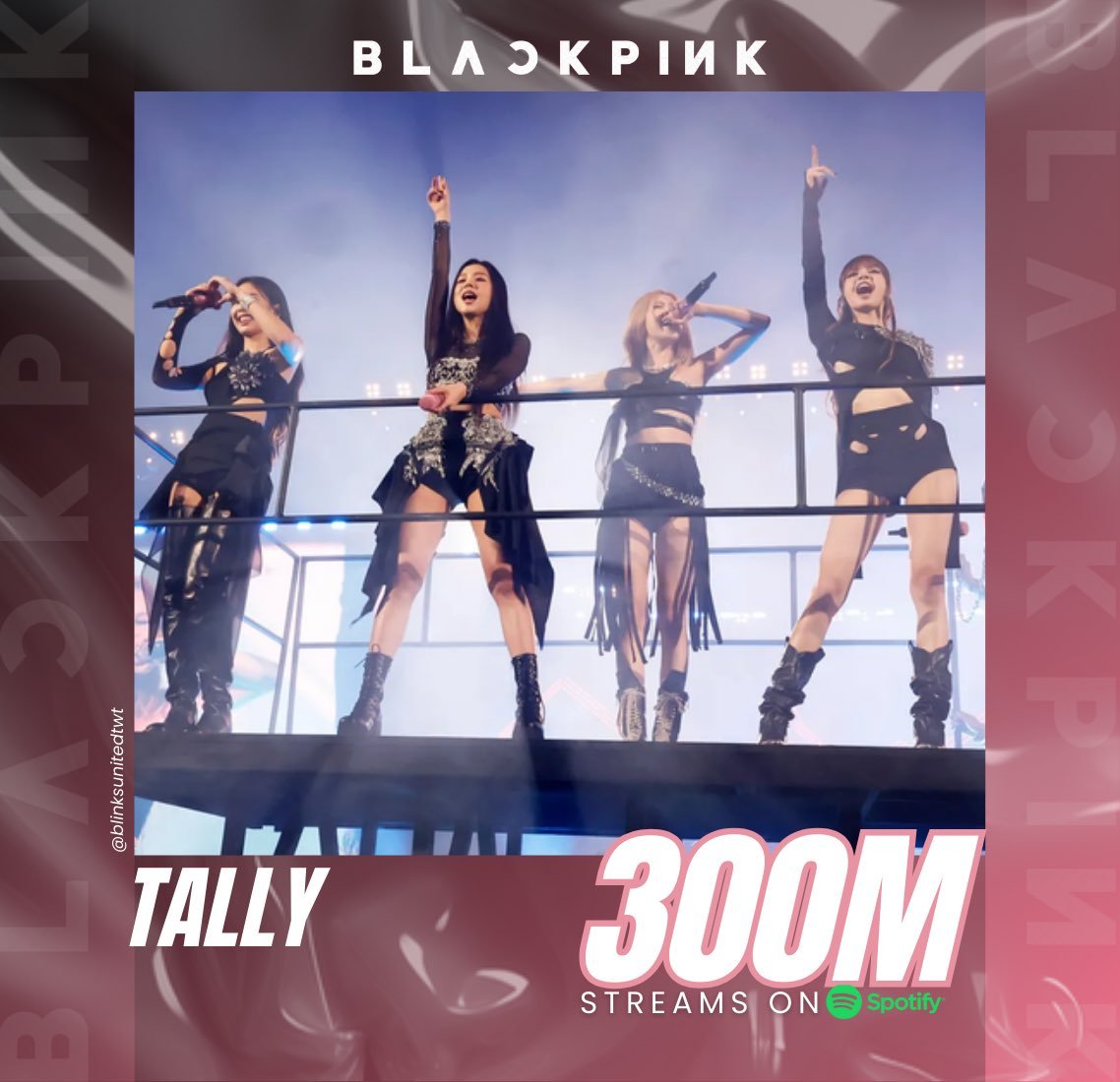 BLACKPINK『Tally』Spotify流媒突破3️⃣亿成为组合达成的第1