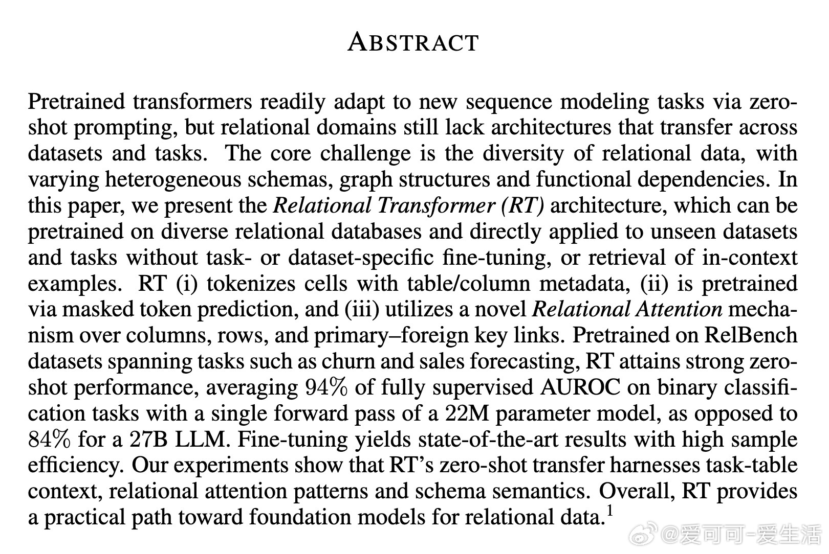 [LG]《Relational Transformer: Toward Zero