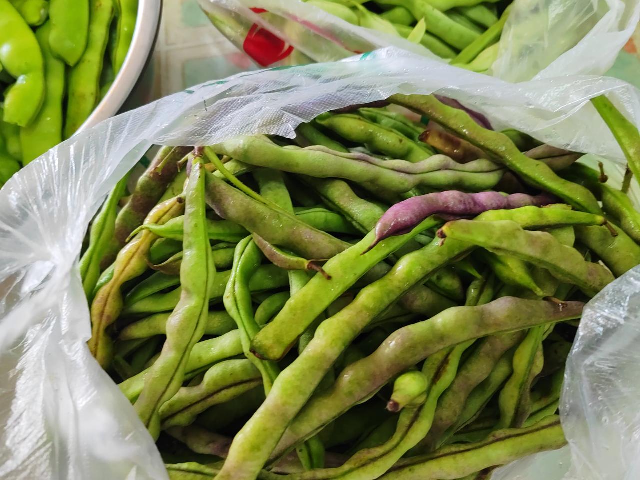 从锦州回北京四五天了，每天吃菜都离不开豆角，现在还剩这么多。
豆角是在锦州石桥子