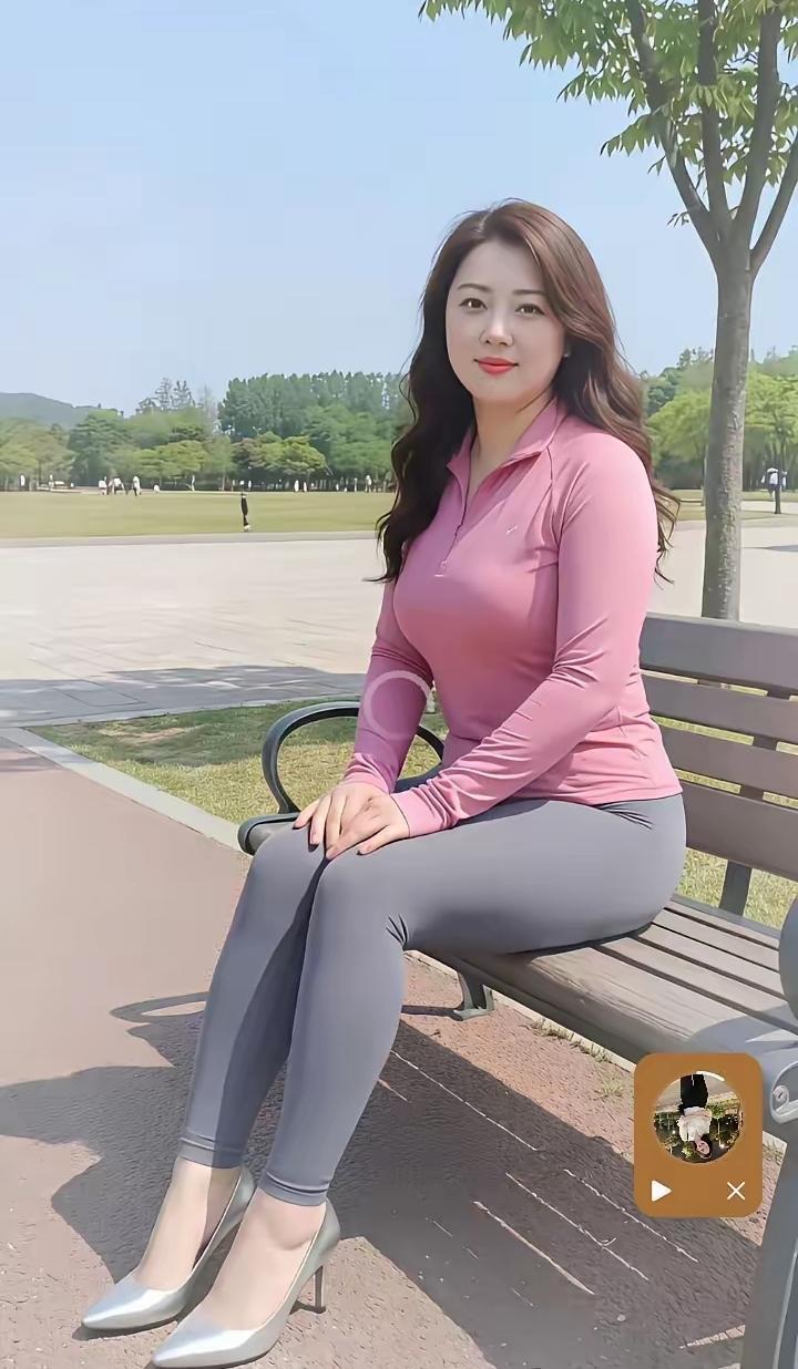 阳光明媚的公园长椅上，时尚穿搭的美丽女孩，享受着宁静的午后时光。随拍一张美景 女