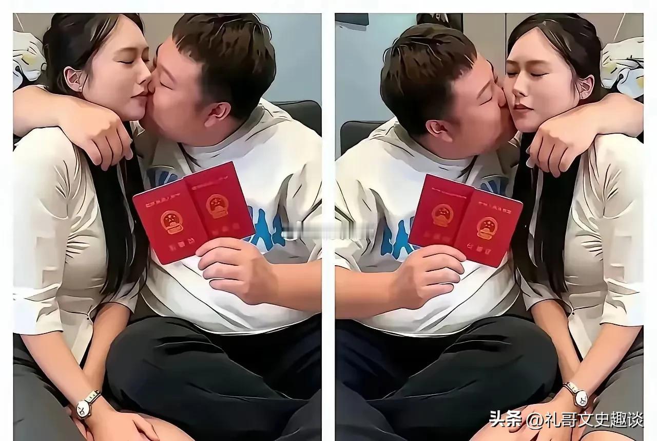既然不喜欢，为什么还要结婚？从这个照片上，男女主人在亲吻的时候，男主一边举着结婚