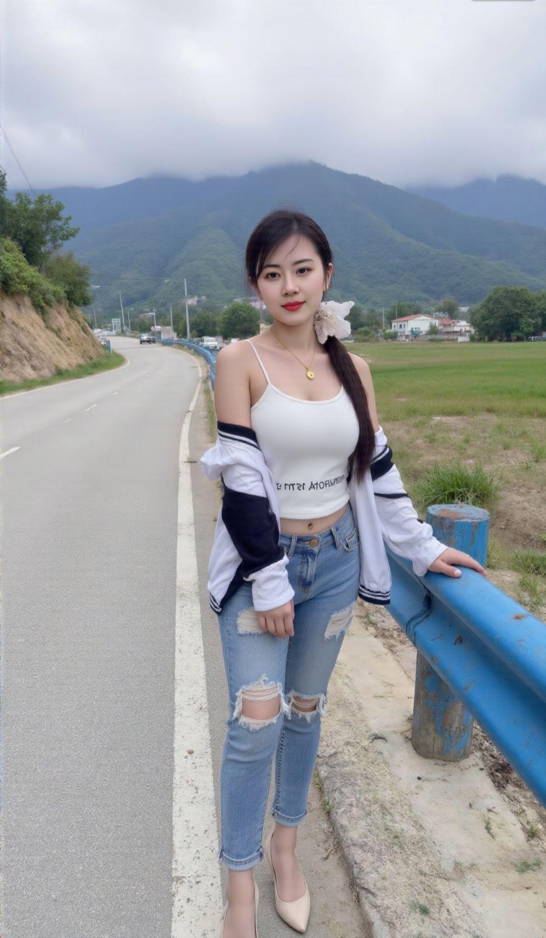 好身材好气质 紧身牛仔裤