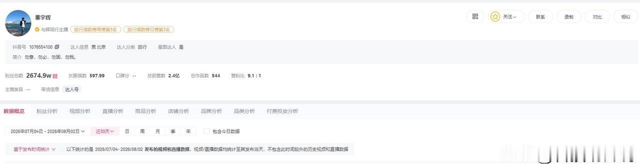 【董宇辉采访周星驰后涨粉超6万 董宇辉采访星爷前刚成立文化传播公司】董宇辉自嘲访