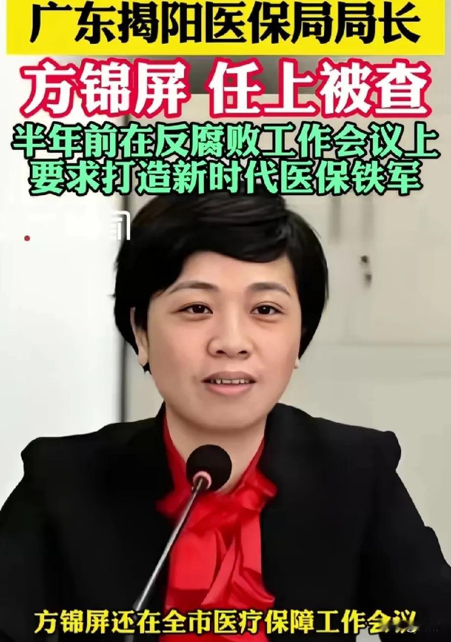 揭阳市医疗保障局党组书记、局长方锦屏因涉嫌严重违纪违法在任上被查的消息一经公布，