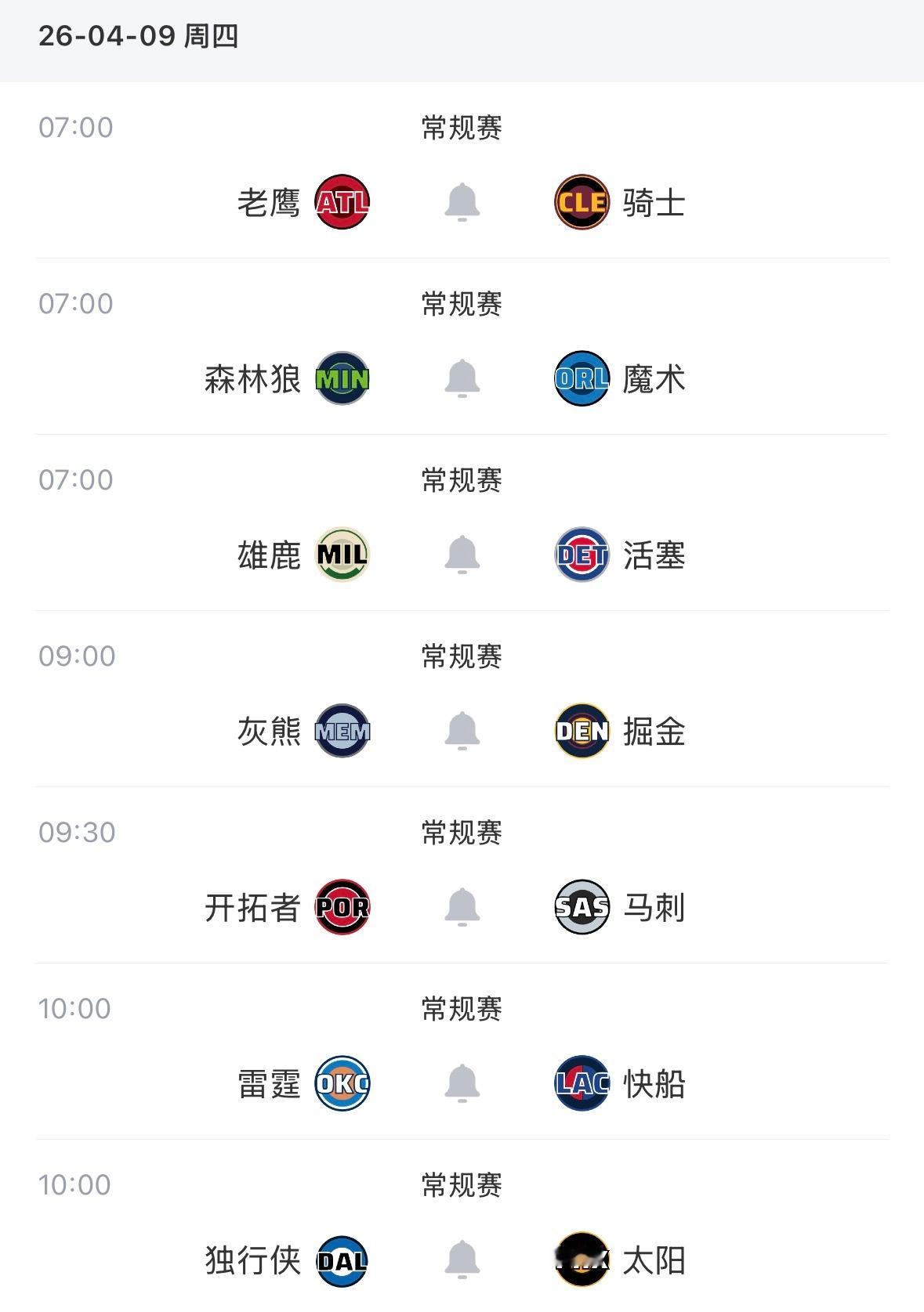 【4月9日｜NBA常规赛】———————————————🔥  7:00｜老鹰v