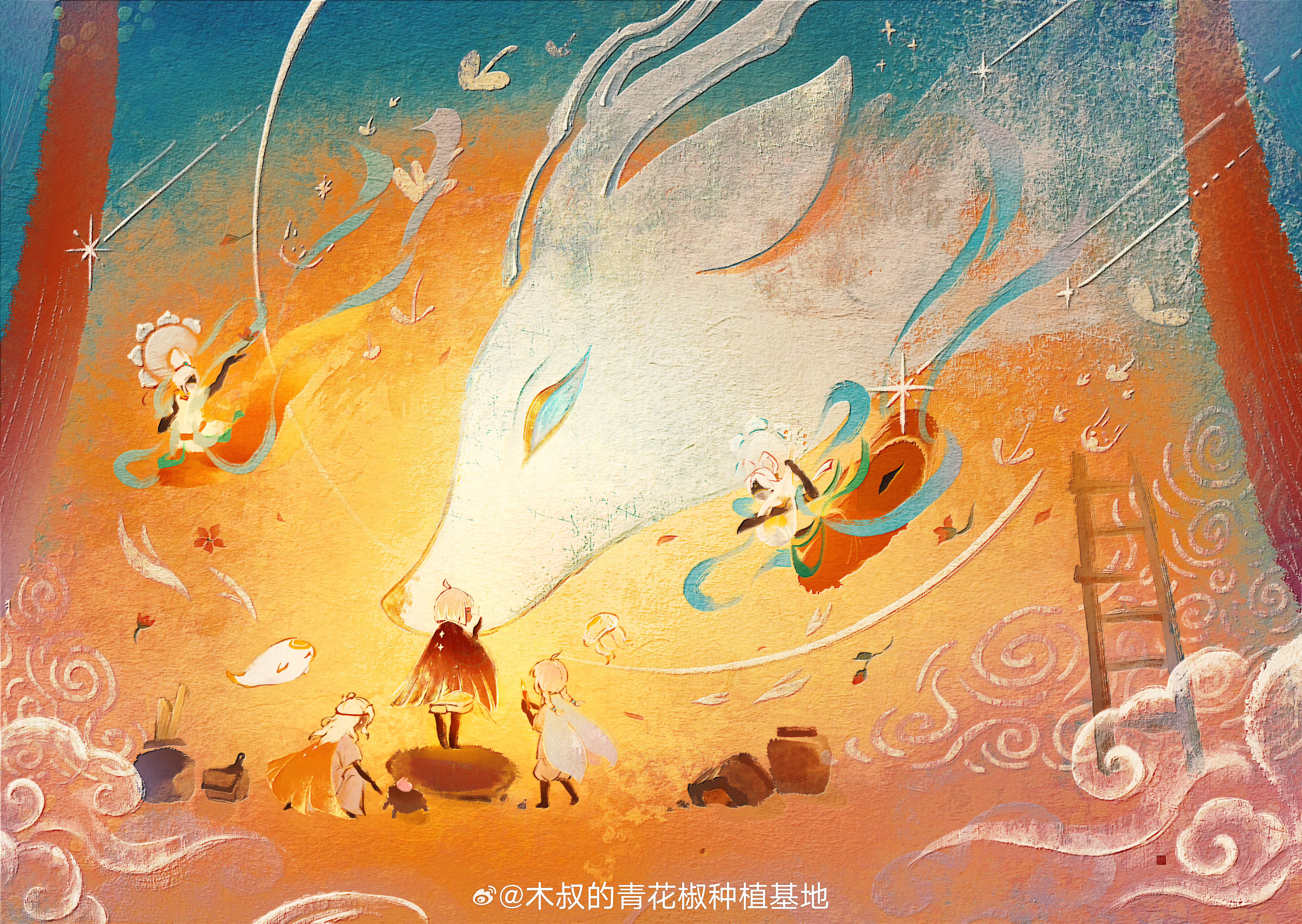 sky光遇[超话]  月满秋宵🌙再会神鹿当光遇遇见国风水墨 所有人恭迎白月光回