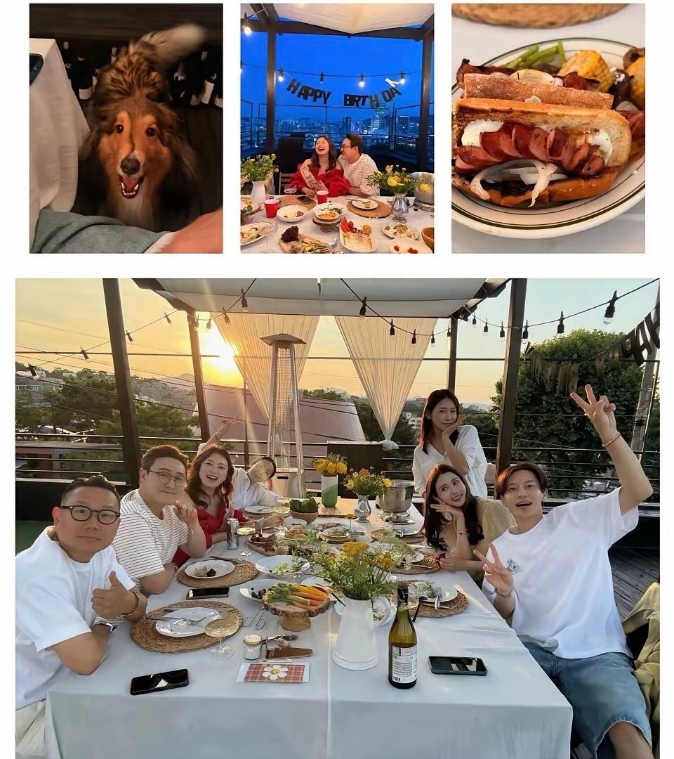 韩国女星李多海在韩国家中的顶楼，举办生日派对！身材超好太美了 