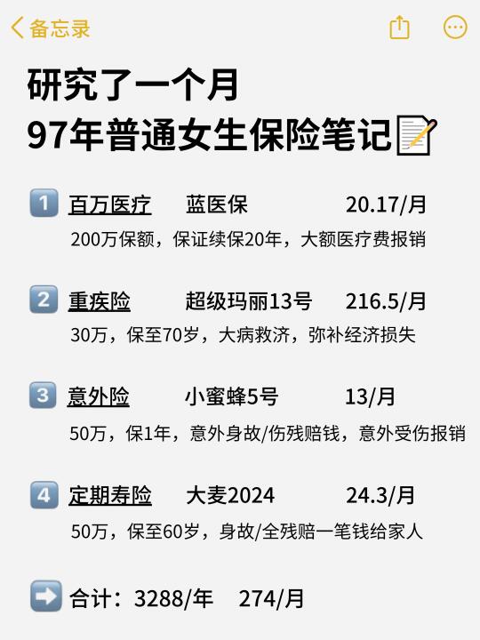 研究1个月，28岁打工人给自己买的保险🤜