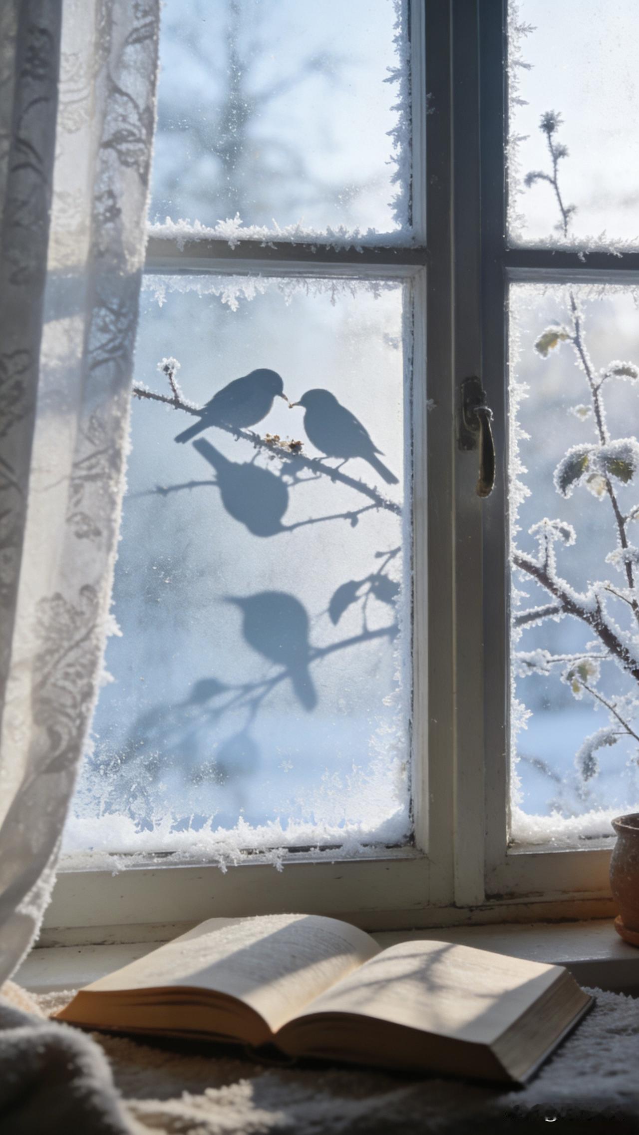 晨起看到窗边的画面，随手拟了个上联，结果想不出下联了…有没有同好一起切磋？评论区