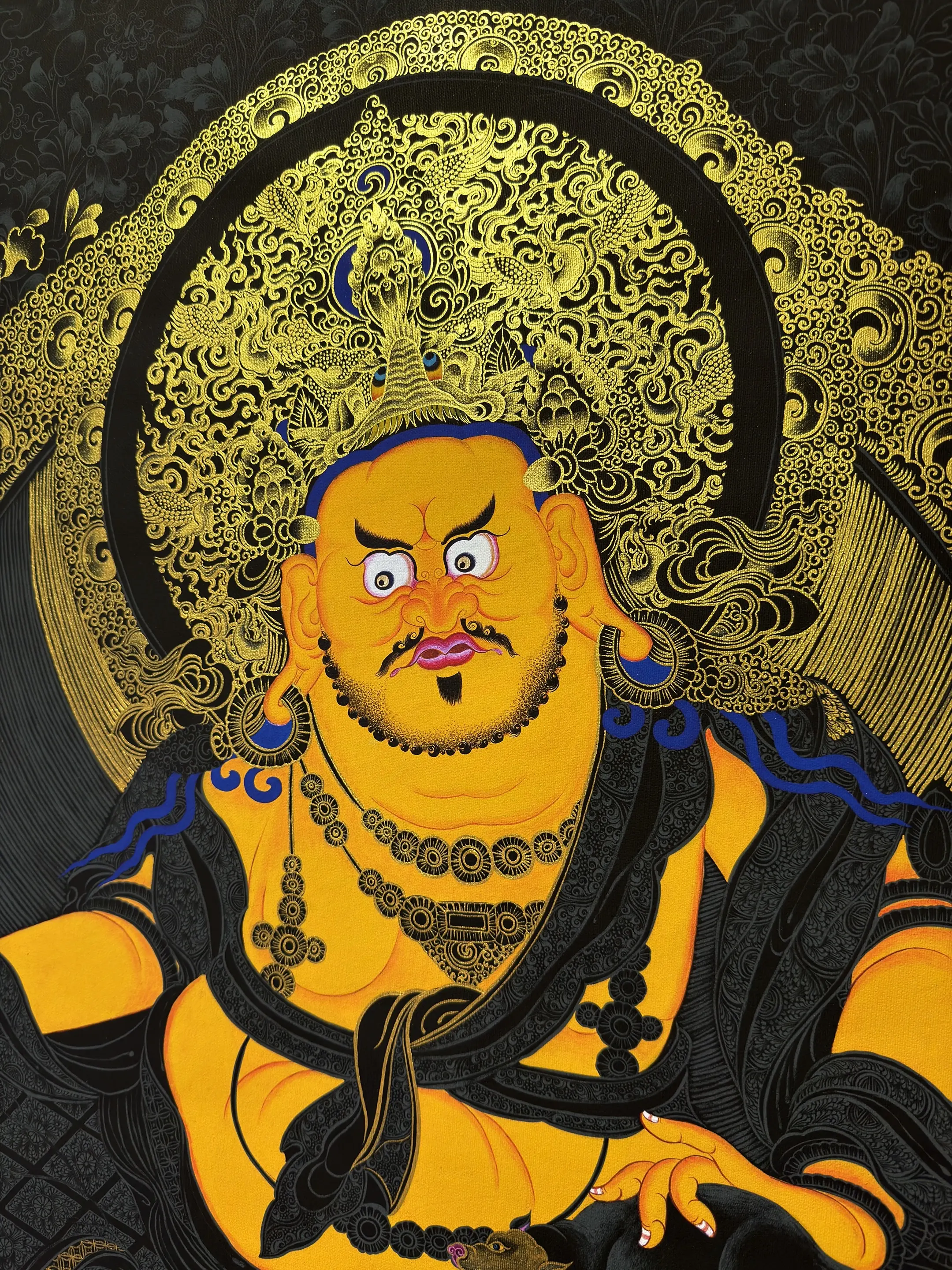 黄财神 唐卡 描金 财源滚滚好运连连 传统文化