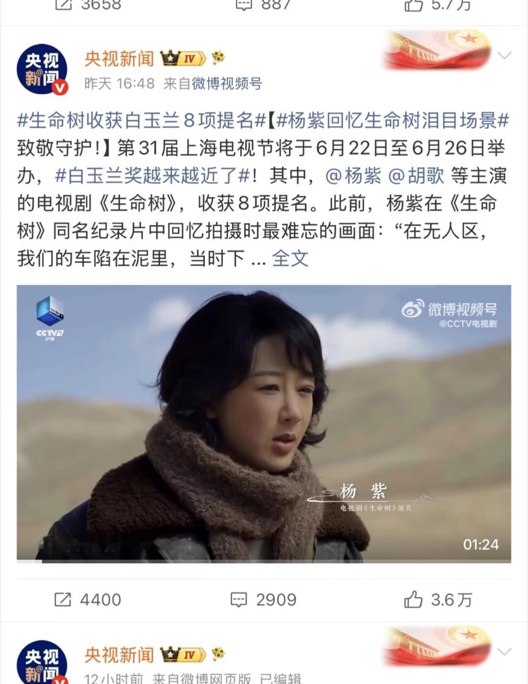 生命树获白玉兰八项提名 杨紫好牛
白玉兰 杨紫 白玉兰奖