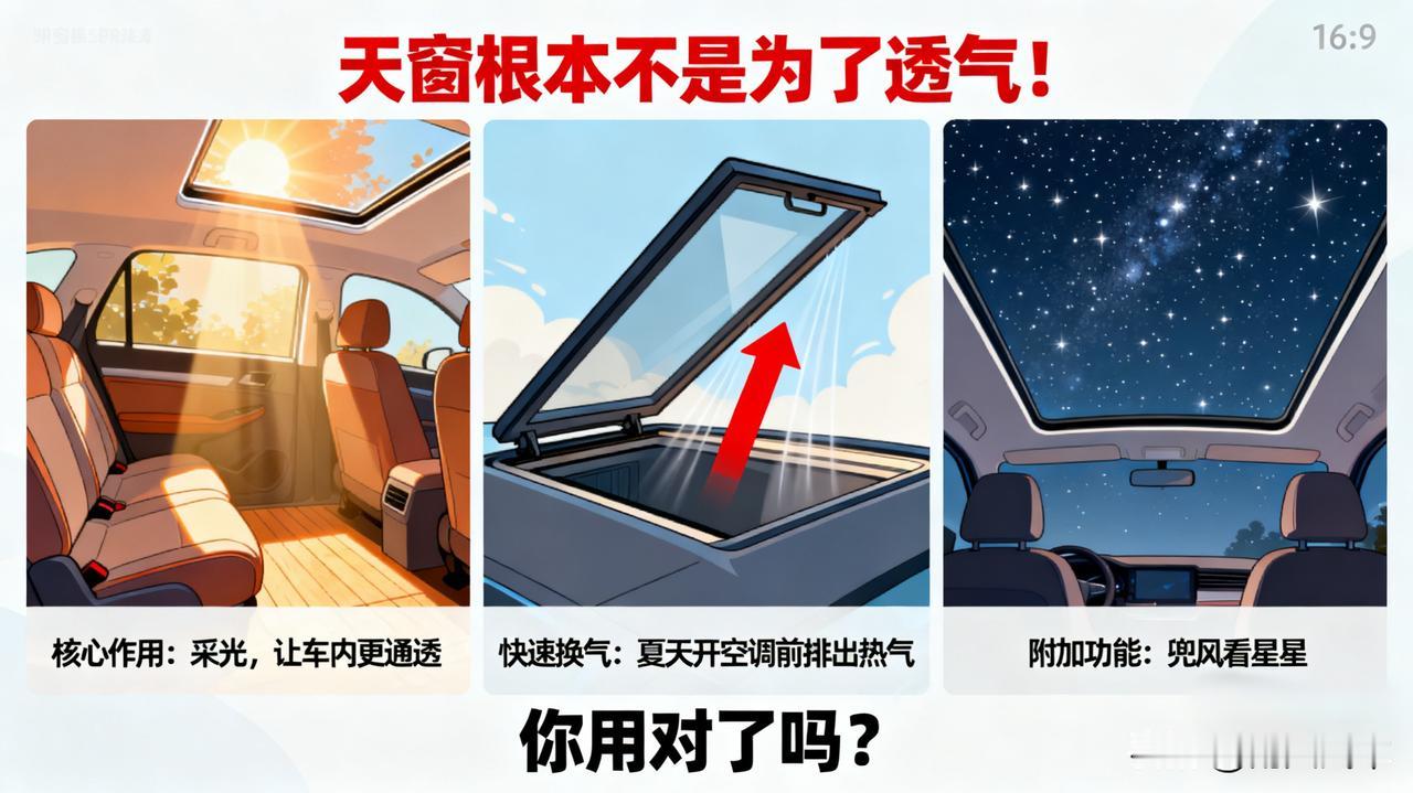 天窗根本不是为了透气！它的真实作用是…

采光！让车内更通透，不压抑。其次是快速