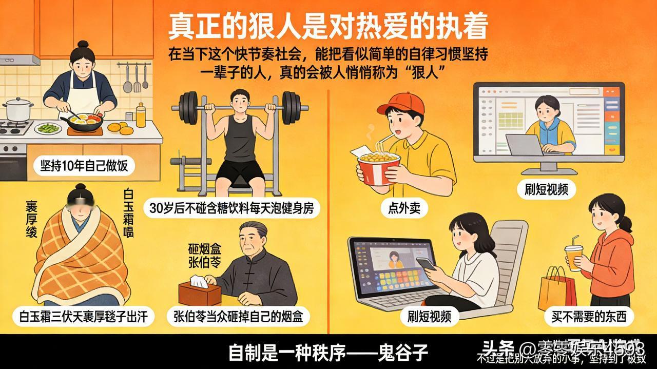 在当下这个快节奏社会，能把看似简单的自律习惯坚持一辈子的人，真的会被人悄悄称为 