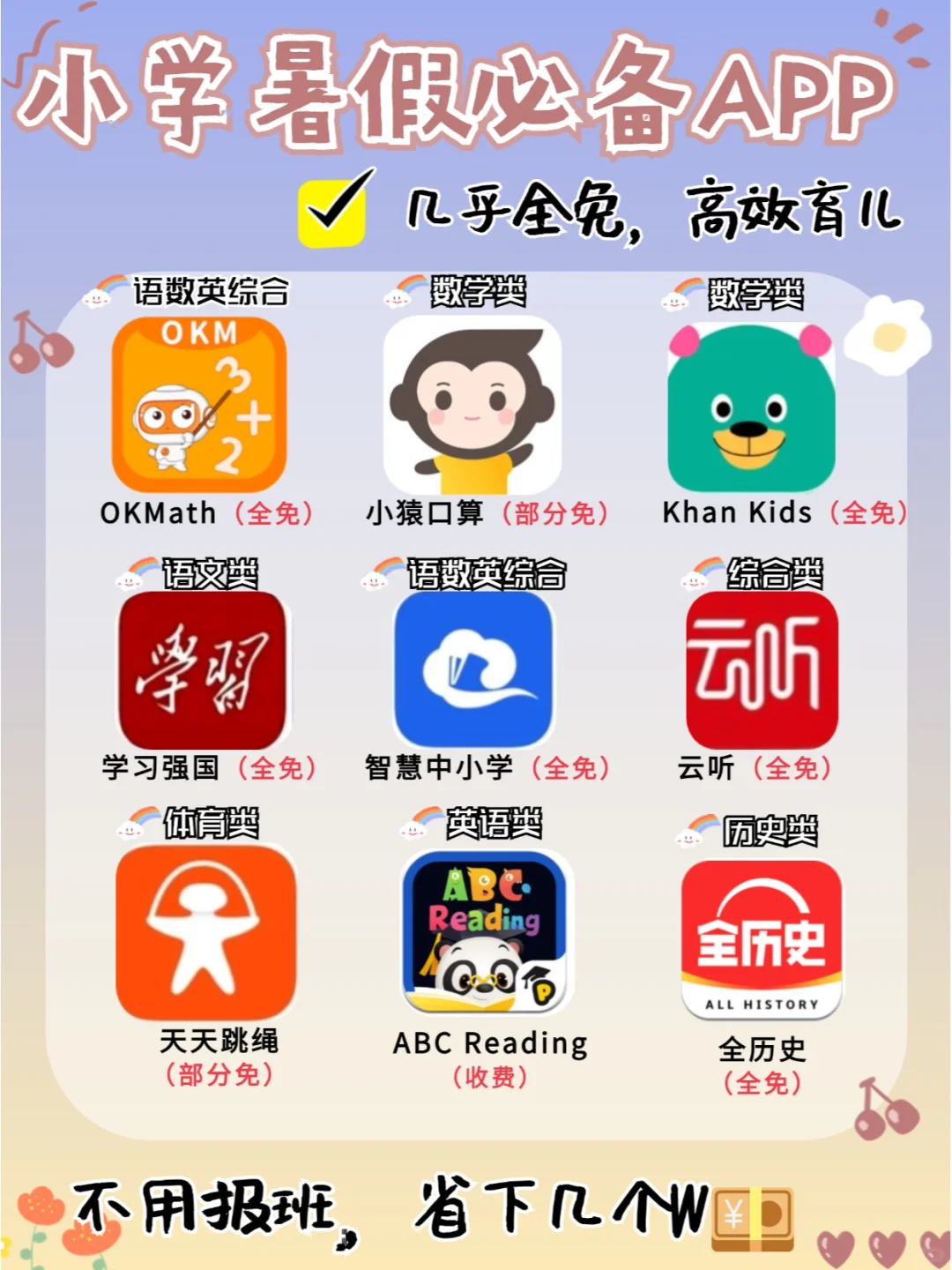 9个暑假必备APP，全科覆盖，省下上W辅导费