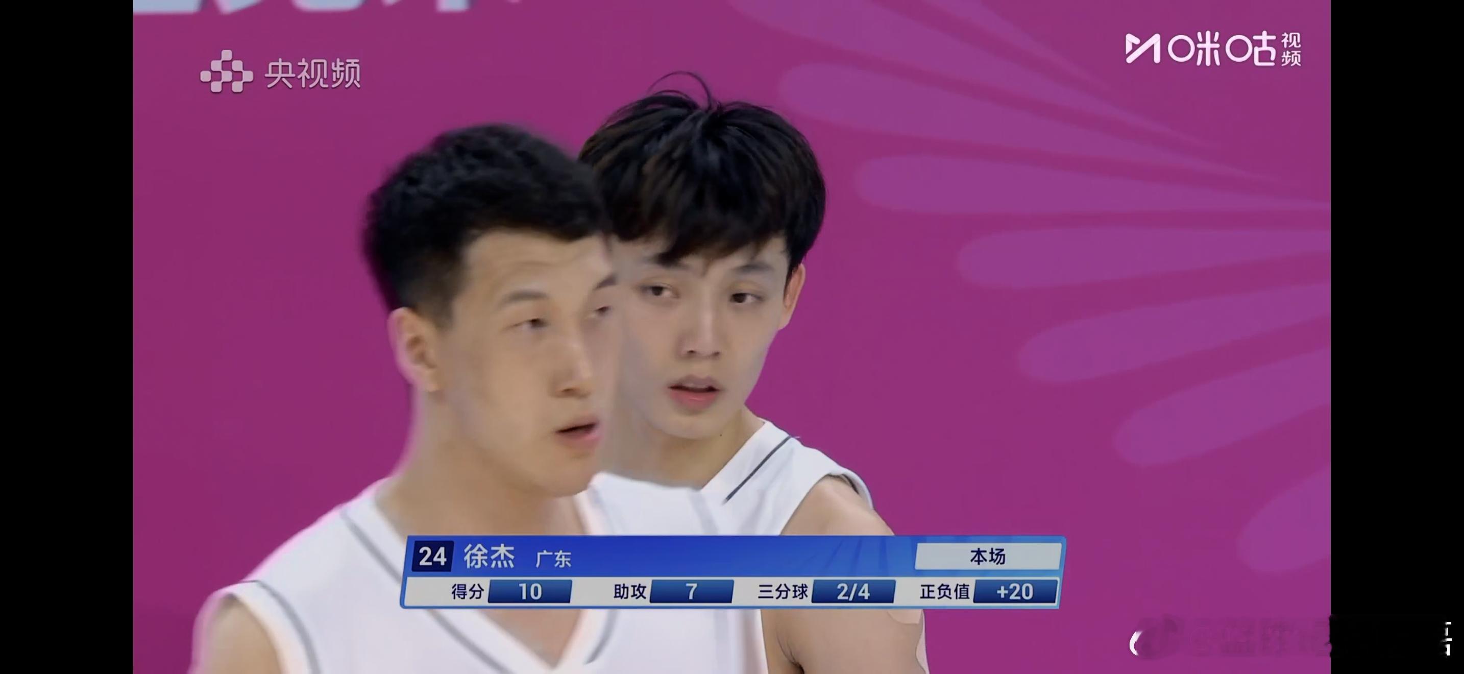徐杰在场上的效率太可怕了，目前拿了10分7助攻，在场上时+20的效率值。 
